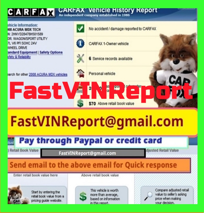 Email for Original CARFAX or AUTO CHECK reports