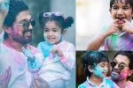 allu arjun photos, allu arjun filmography, in pics allu arjun s adorable moments with family for holi is too cute to miss, Celebrating holi