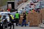 food bank, LA, food bank drive through in la and pennsylvania overrun by hundreds of unemployed americans, Food bank