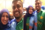 Indian-Pakistani Couple, wife is from India and husband is Pakistani, ind vs pak icc world cup 2019 indian pakistani couple spotted wearing half and half indo pak jerseys, Icc world cup 2019
