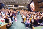 international yoga day 2018 theme, indoor yoga session at united nations, international day of yoga 2019 indoor yoga session held at un general assembly, International yoga