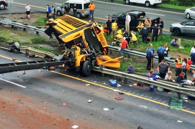 Over 2 Dozen Kids under Care after School Bus Overturn in PA