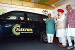 Toyota updates, Union Minister Nitin Gadkari, world s first flex fuel ethanol powered car launched in india, Petrol